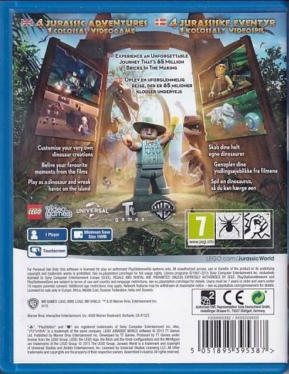 Lego - Jurassic World - PS Vita (A Grade) (Genbrug)